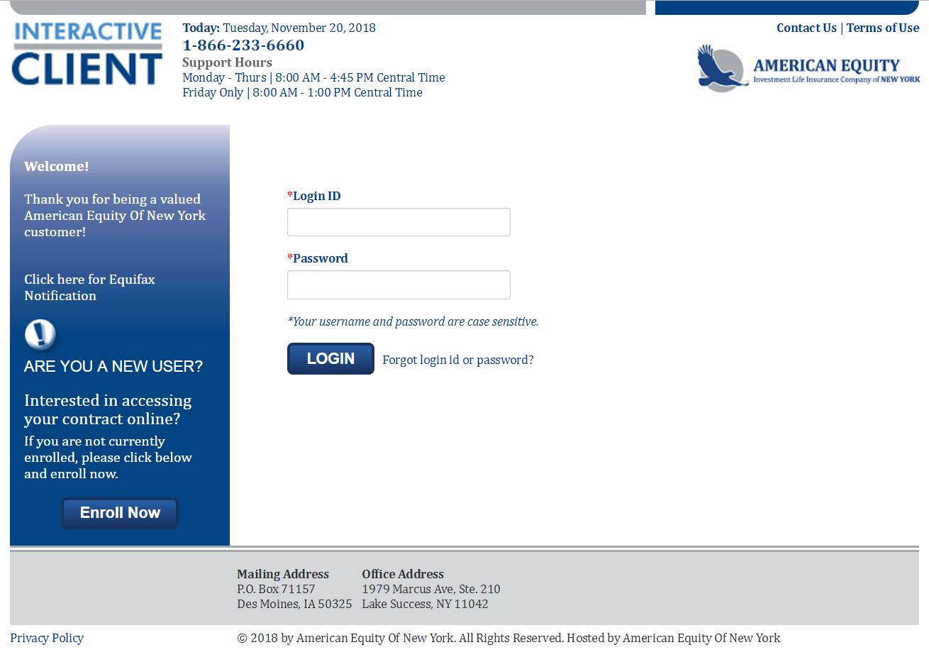 Client Website for American Equity of New York American Equity of New York Client Website